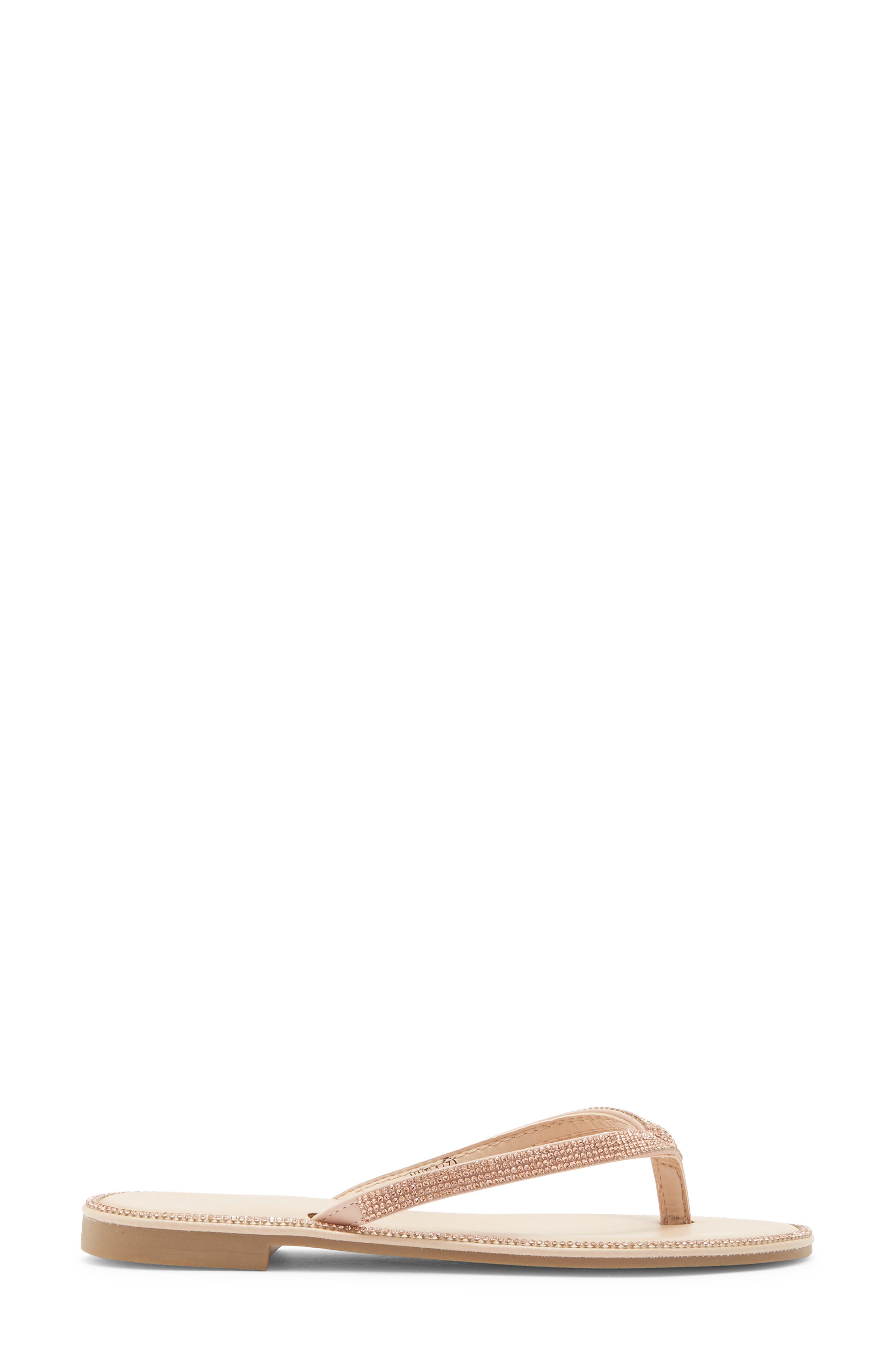 TOP MODA Haiti Rhinestone Embellished Flip Flop, Alternate, color, Rose Gold Pu