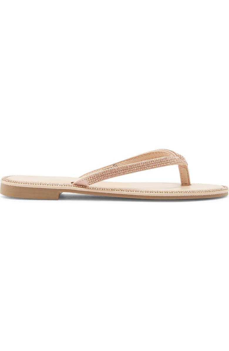 TOP MODA Haiti Rhinestone Embellished Flip Flop, Alternate, color, Rose Gold Pu