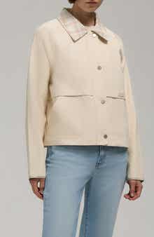 Hunter Plaid Collar Cotton Twill Crop Field Jacket