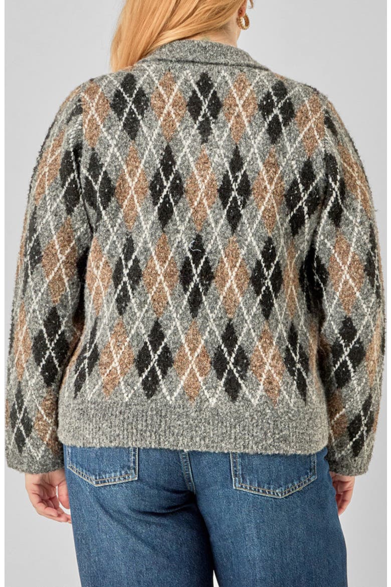 Argyle Collared Sweater, Alternate, color, GREY