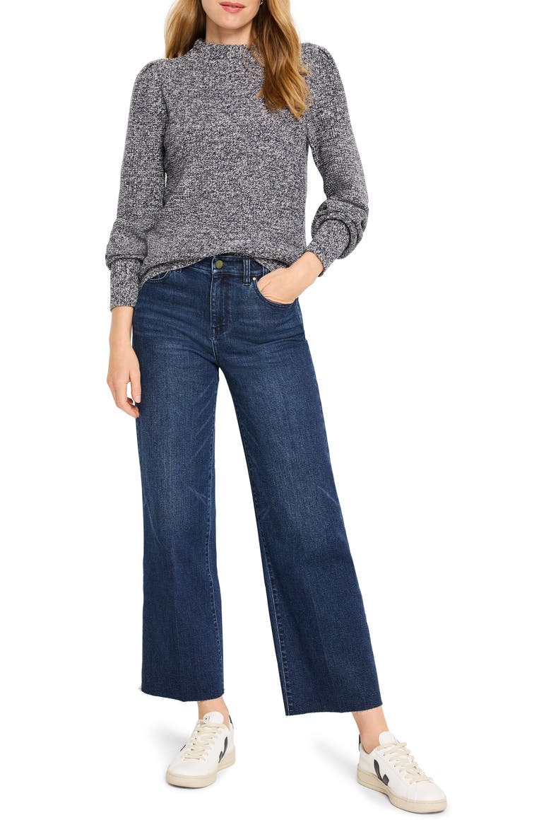 Raw Hem Ankle Wide Leg Jeans, Alternate, color, MARINE