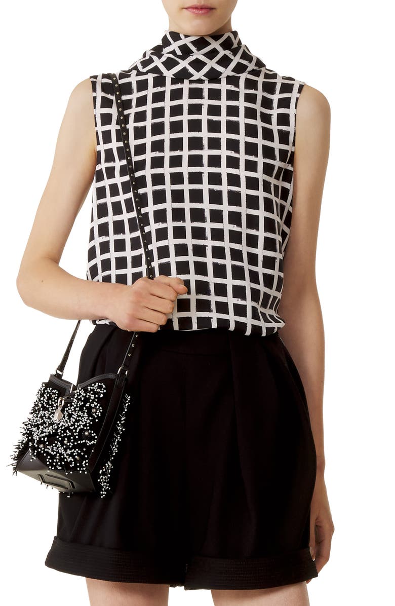 Lanvin Printed Silk Sleeveless Top, Main, color, White/Black