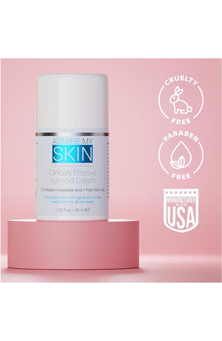 Admire My Skin Clinical Effective Retinoid Cream for Anti Aging Anti Wrinkle Skincare, Alternate, color, Clear