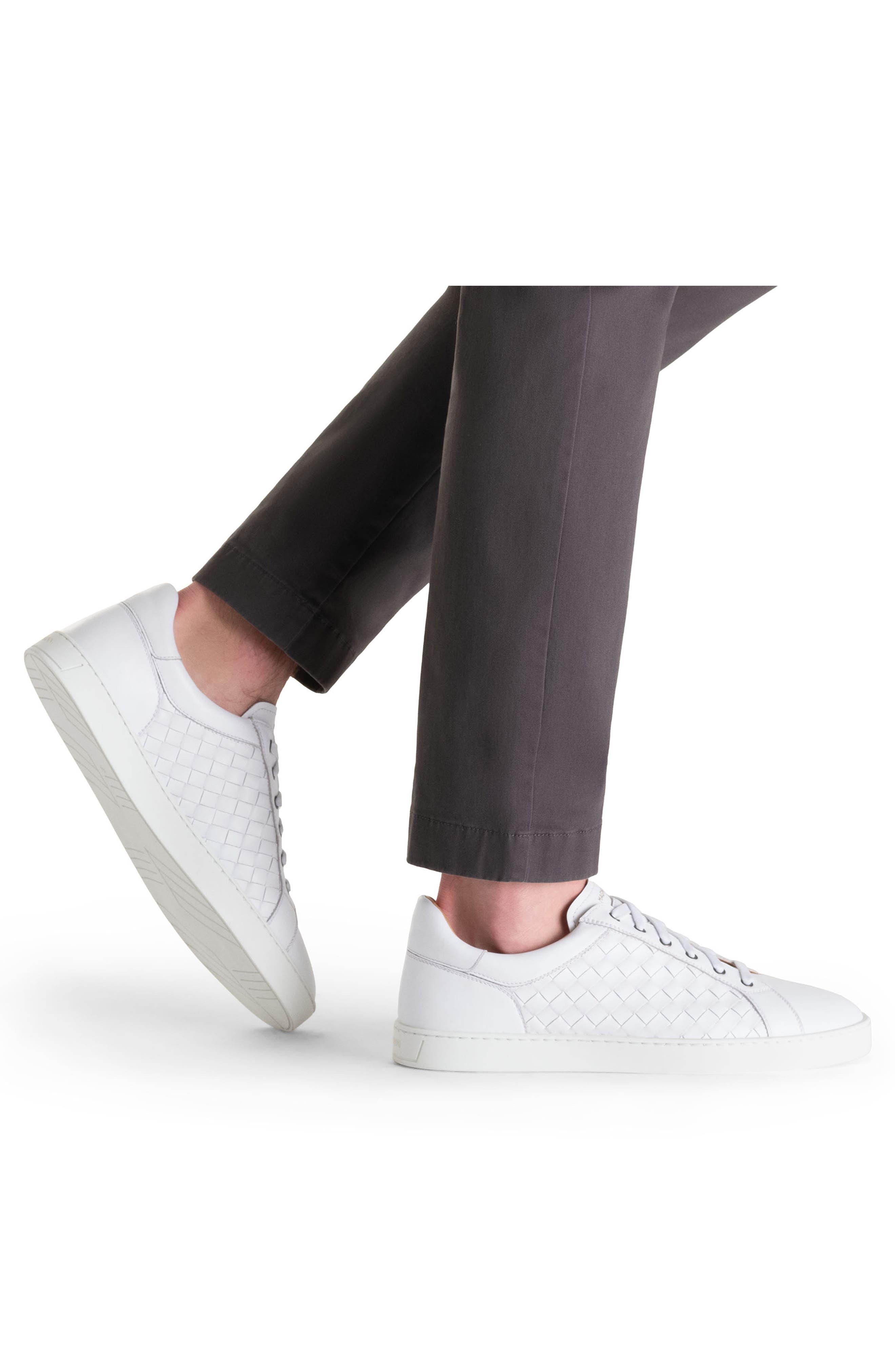 Cote Lo Woven Leather Sneaker, Alternate, color, WHITE