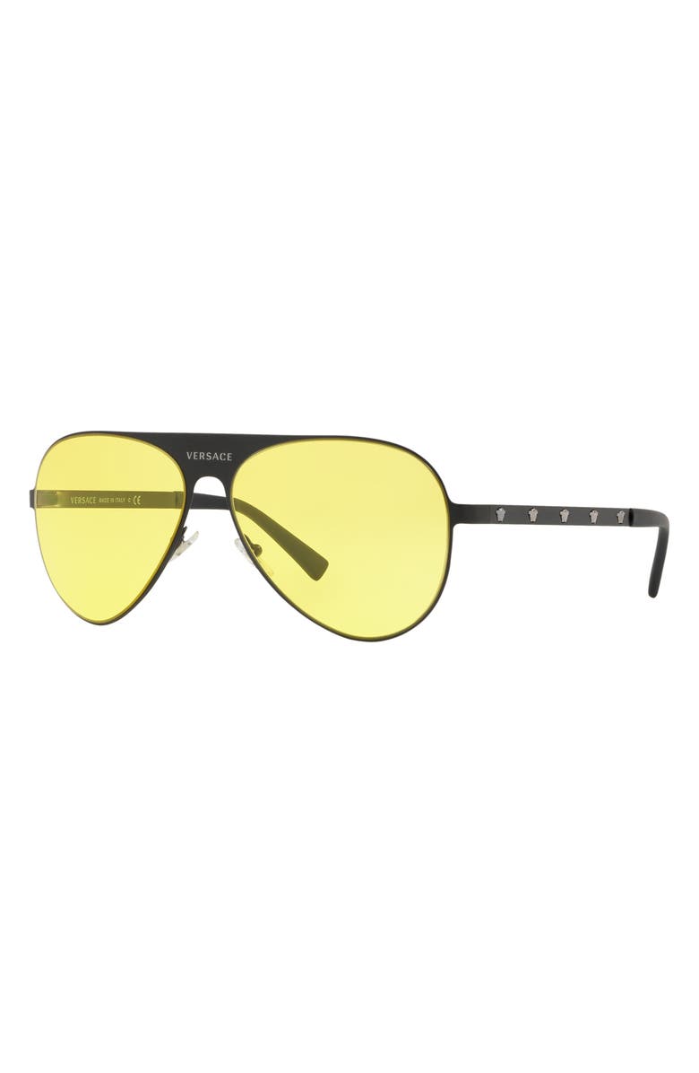 Versace 59mm Pilot Aviator Sunglasses, Alternate, color, Black/ Yellow