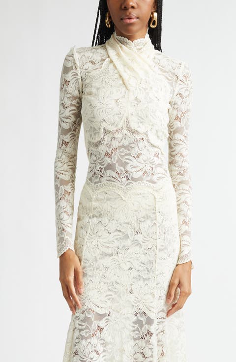 Twist Front Scalloped Lace Top