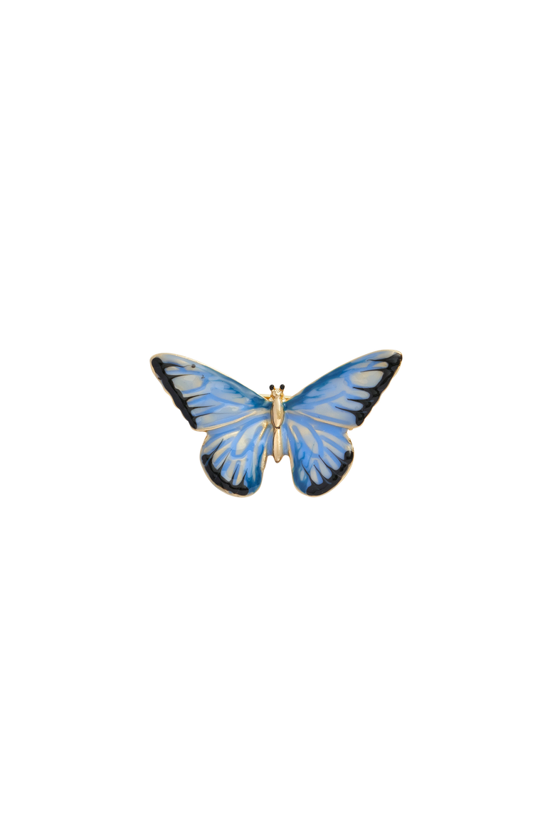 Enamel Blue Butterfly Brooch, Main, color, Multi & Gold