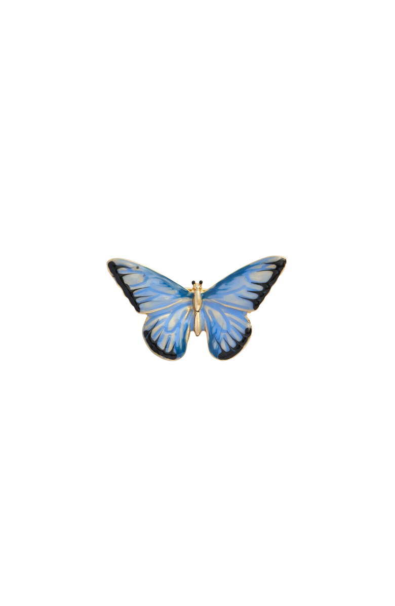 Fable England Enamel Blue Butterfly Brooch, Main, color, Multi & Gold