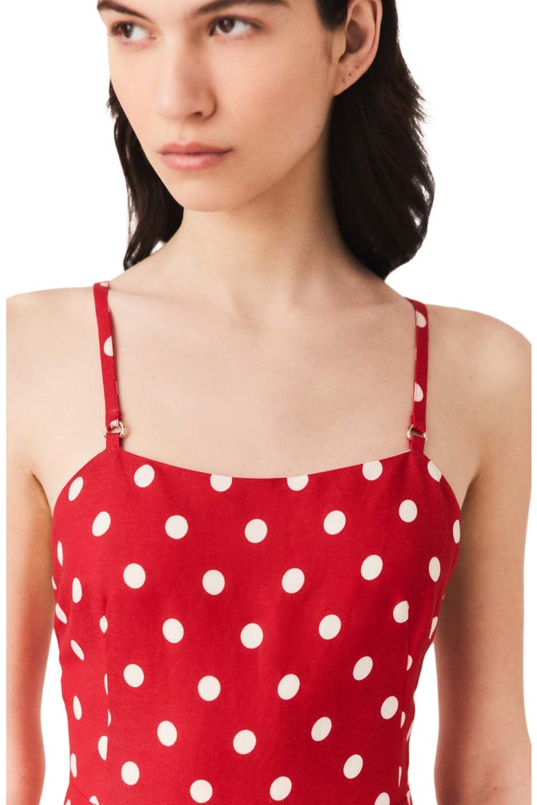 Backless linen-blend maxi dress, Alternate, color, Red dots print