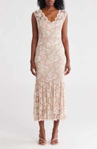 Marina Scallop Lace Sleeveless Midi Dress