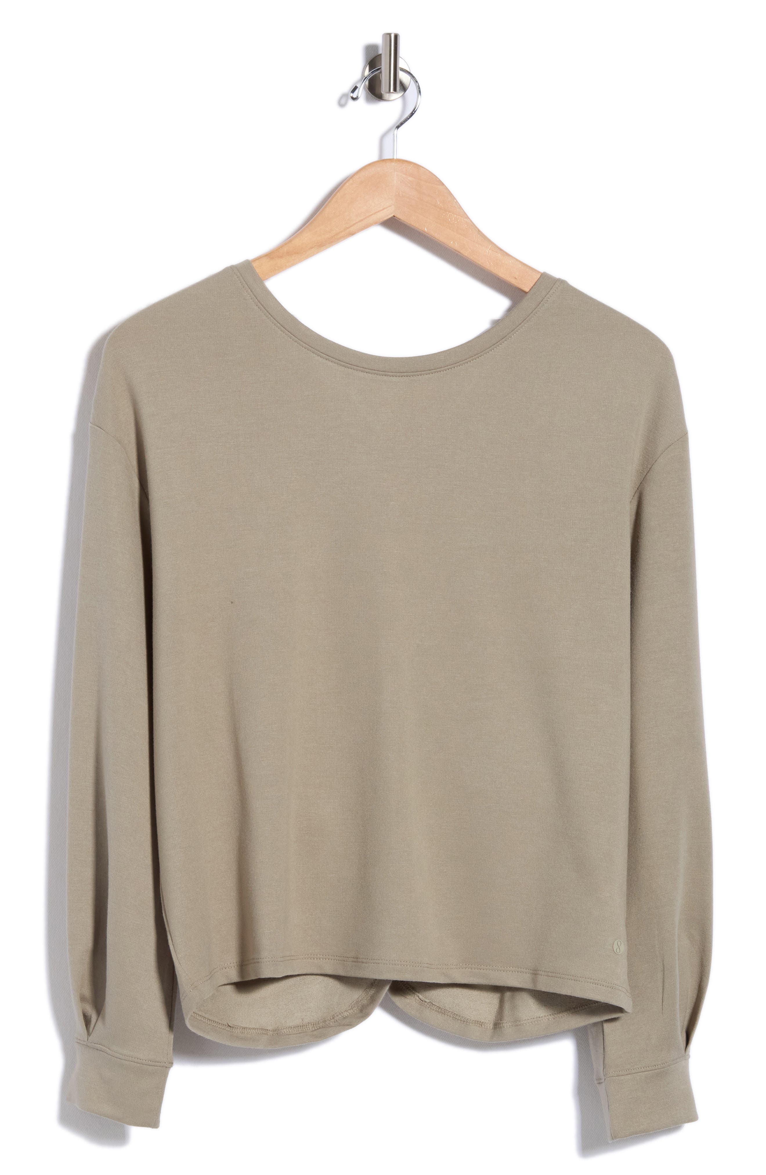 Layer 8 Restoration Twist Back Long Sleeve Top In Dried Sage