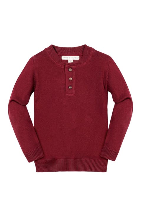 Baby Boys' Organic Sweater Henley with Elbow Patches, Infant