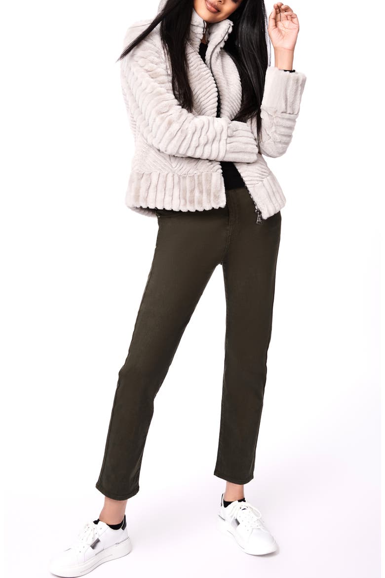 Textured Faux Fur Jacket, Alternate, color, POWDER GREY