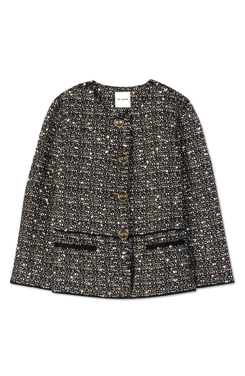 ST. JOHN Tweed Jacket, Alternate, color, Ecru/ Black Multi