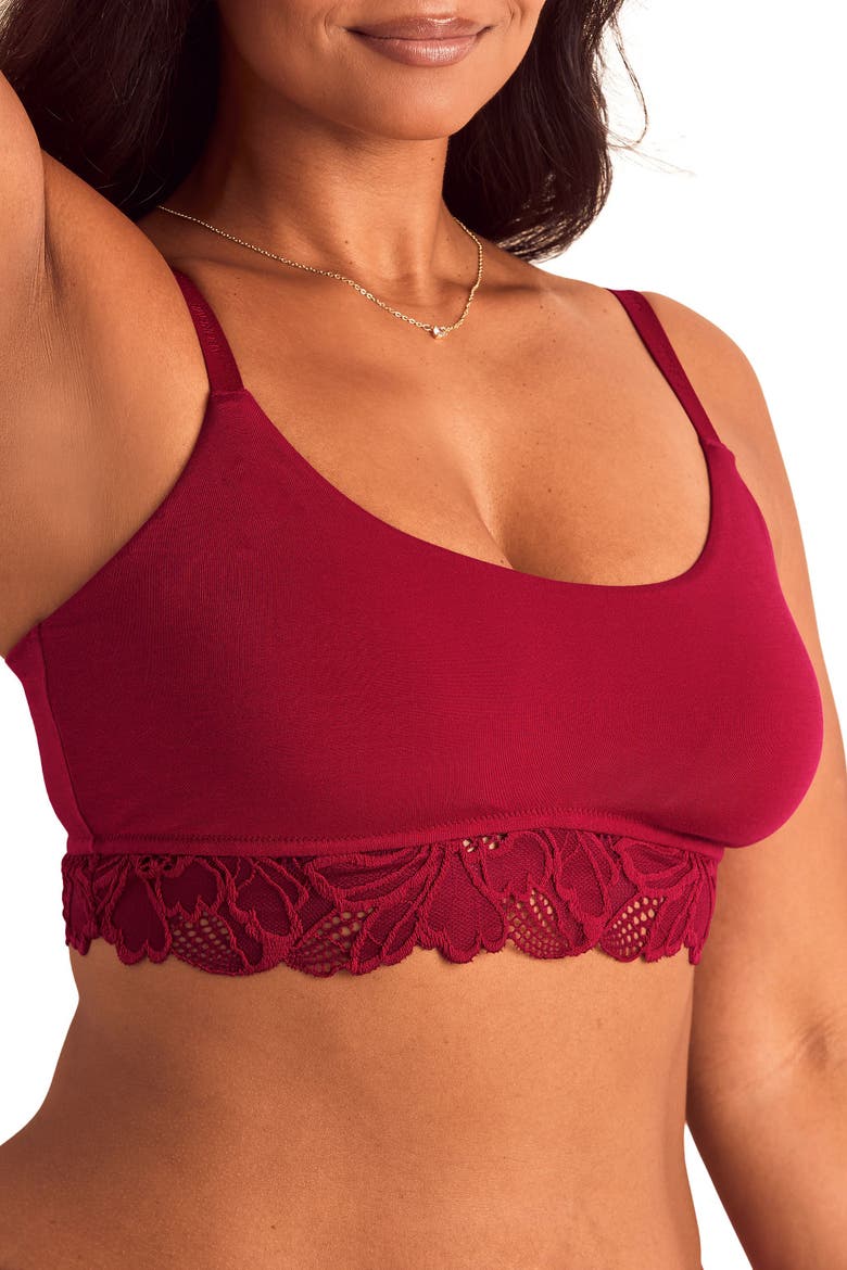 Shiloh Contour Bralette Bra, Alternate, color, Dark red