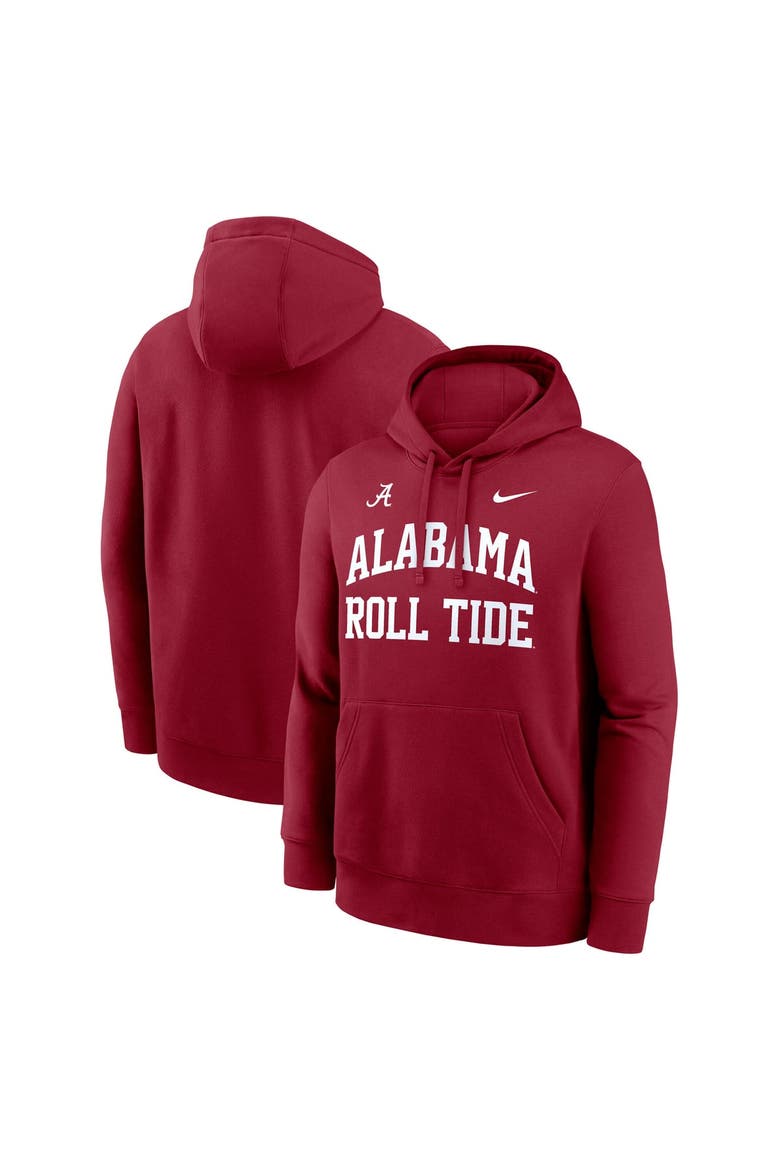 Men's Nike  Crimson Alabama Crimson Tide Primetime Arched Club Fleece Pullover Hoodie, Main, color, Crimson