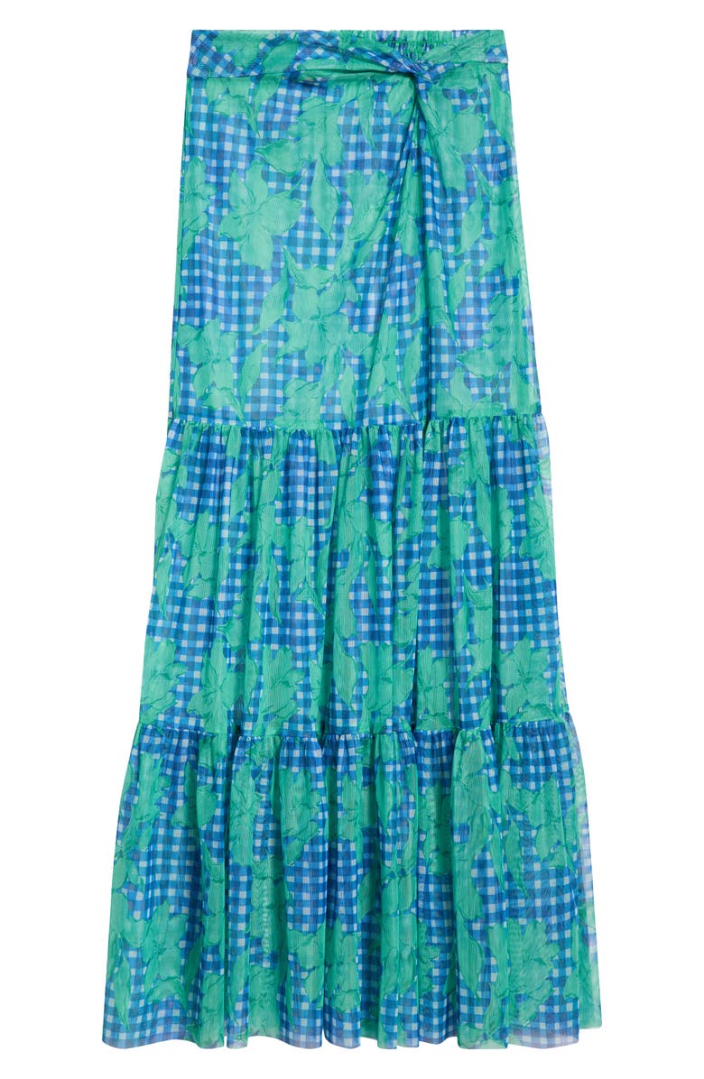 Hutch Sheer Cover-Up Maxi Skirt, Alternate, color, Cobalt/Teal Gingham
