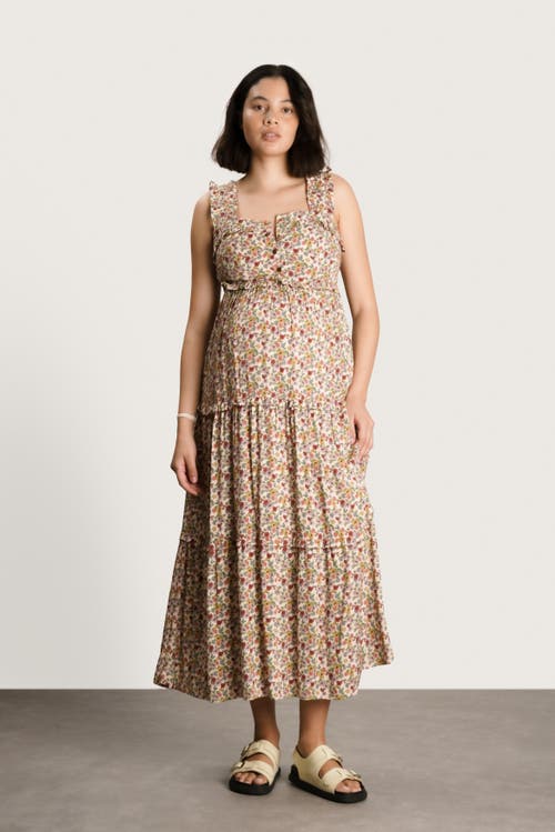 Nom Maternity Emma Tiered Striped During & After Dress In Multi