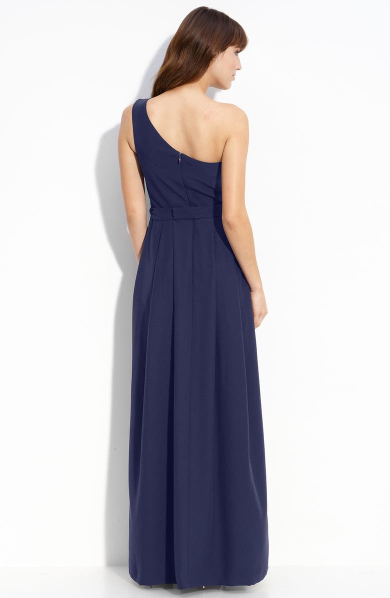 Lela Rose Bridesmaid Ruffled One Shoulder Matte Satin Gown, Alternate, color,