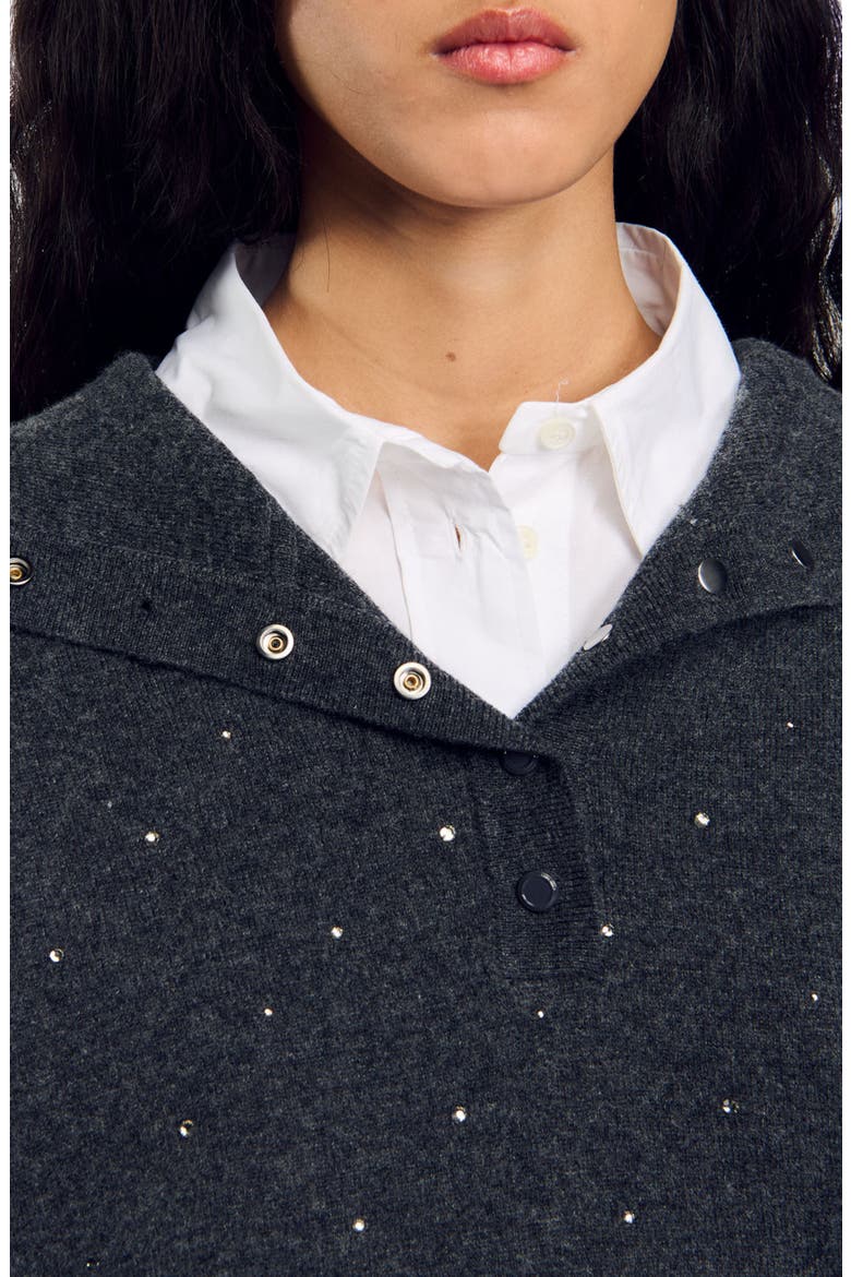 Rhinestone hooded sweater, Alternate, color, Dark grey