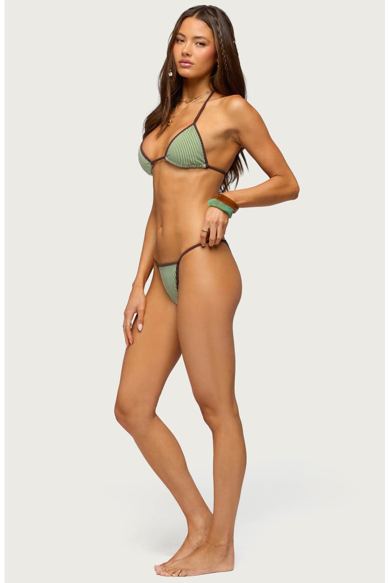 Vale Stripe Triangle Bikini Top, Alternate, color, GREEN
