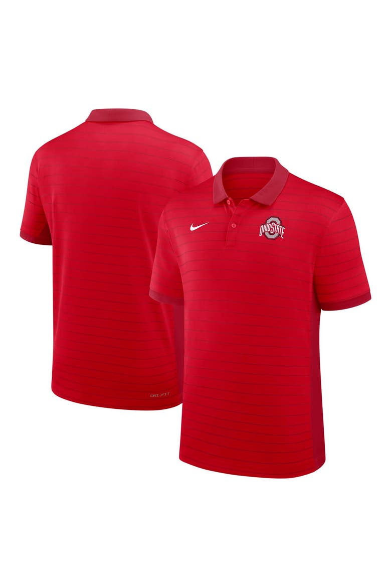 Men's Nike Scarlet Ohio State Buckeyes 2025 Early Season Coaches Sideline Victory Stripe Performance Polo, Alternate, color, Scarlet