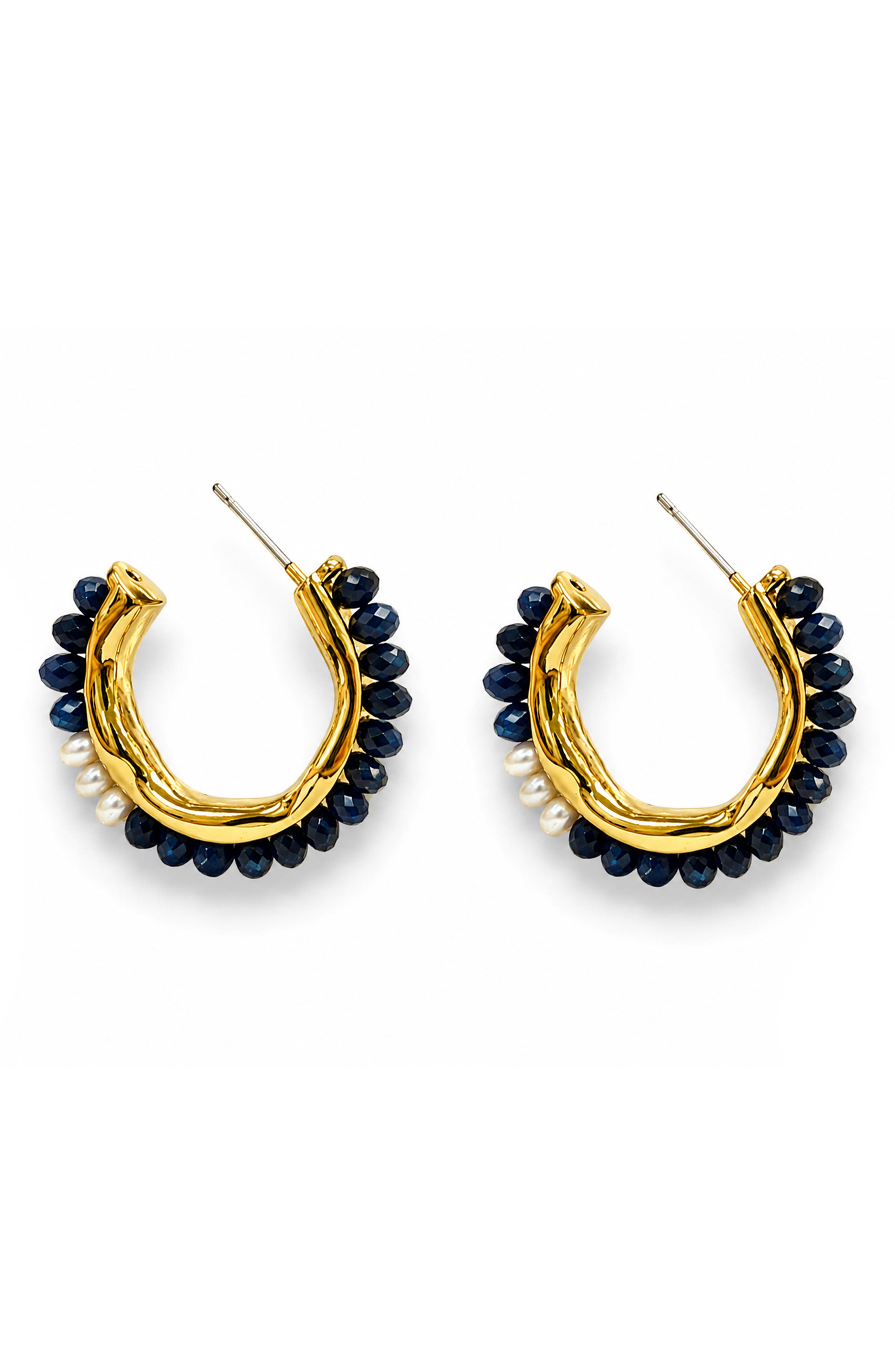 Olive Beaded Hoop Earrings