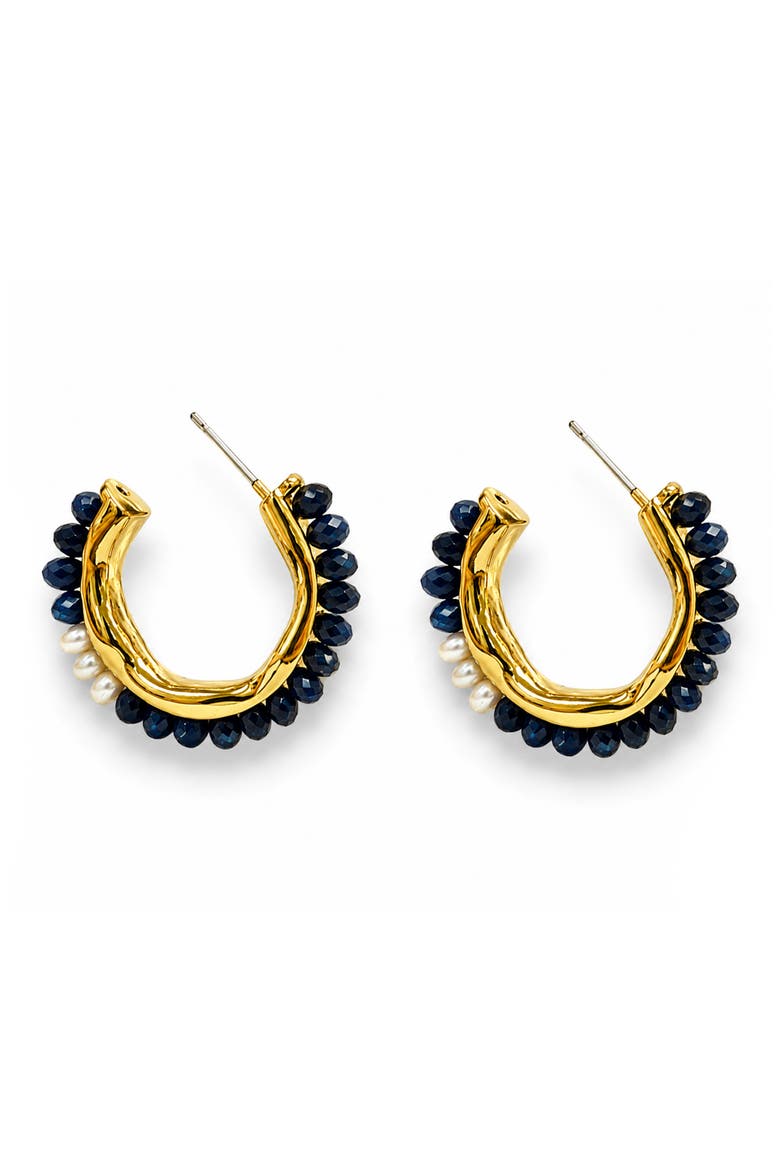 Olive Beaded Hoop Earrings, Main, color, GOLD