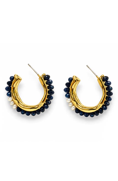 Olive Beaded Hoop Earrings