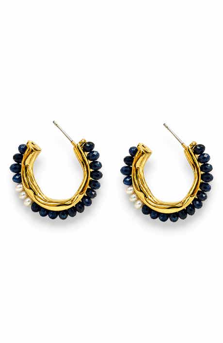 Olive Beaded Hoop Earrings