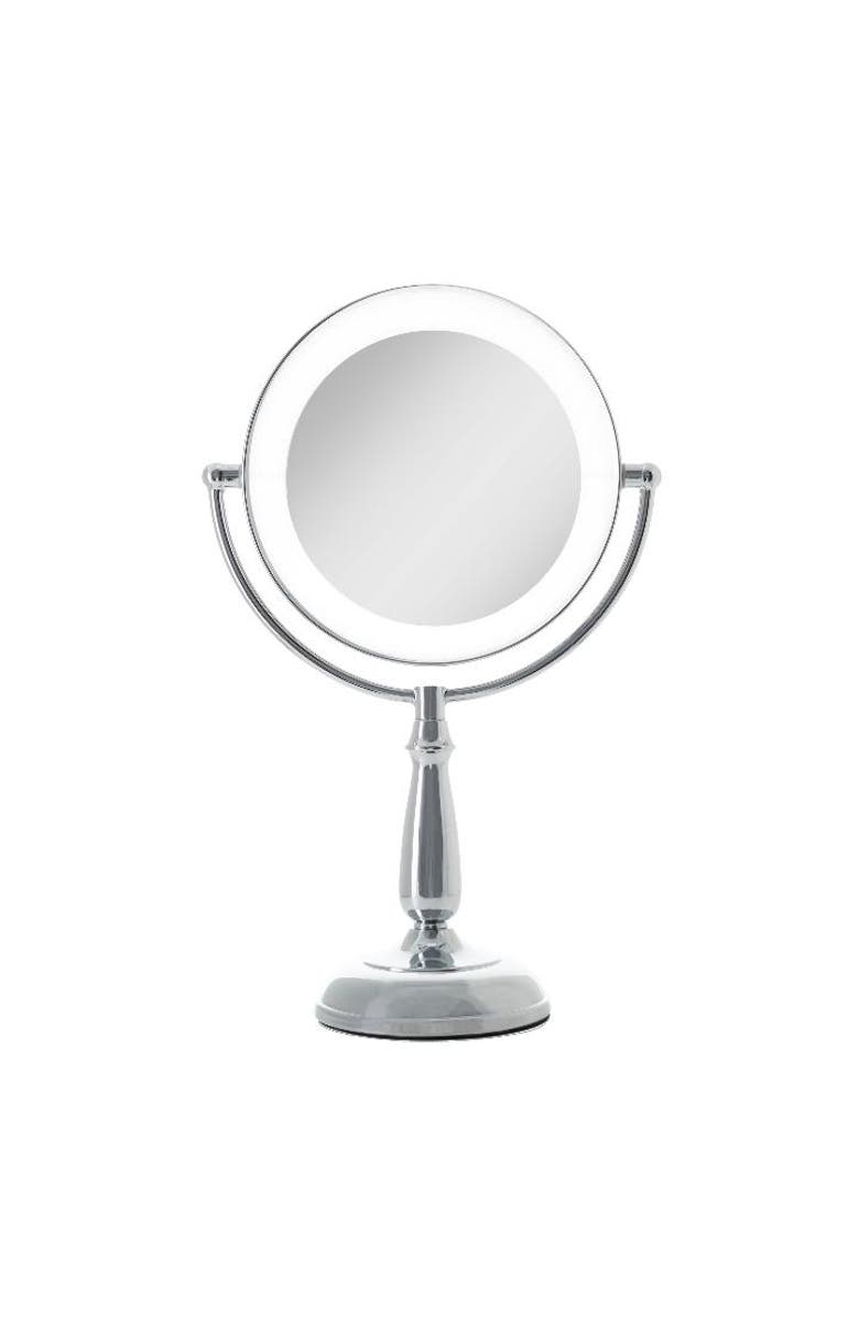 Zadro Lighted Makeup Mirror with 5X/1X Magnification & Touch Base Controls, Main, color, Chrome
