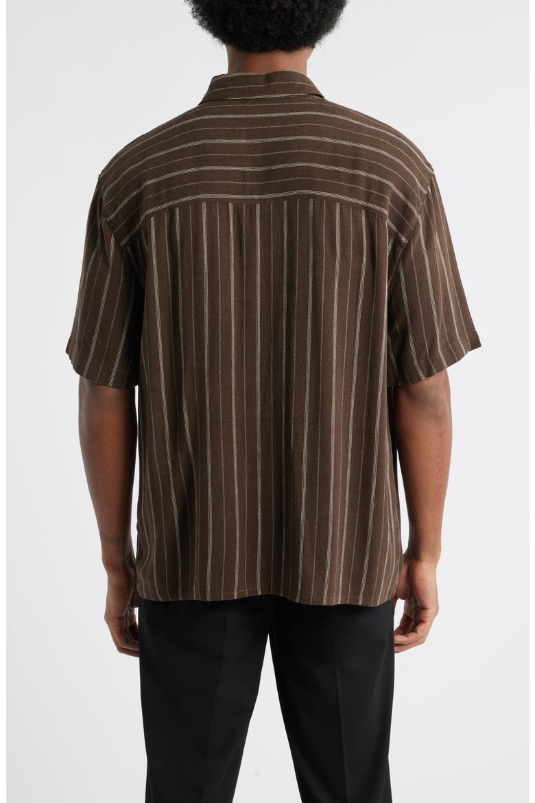 Stripe Short Sleeve Button-Up Shirt, Alternate, color, BROWN KIYOSHI STRIPE