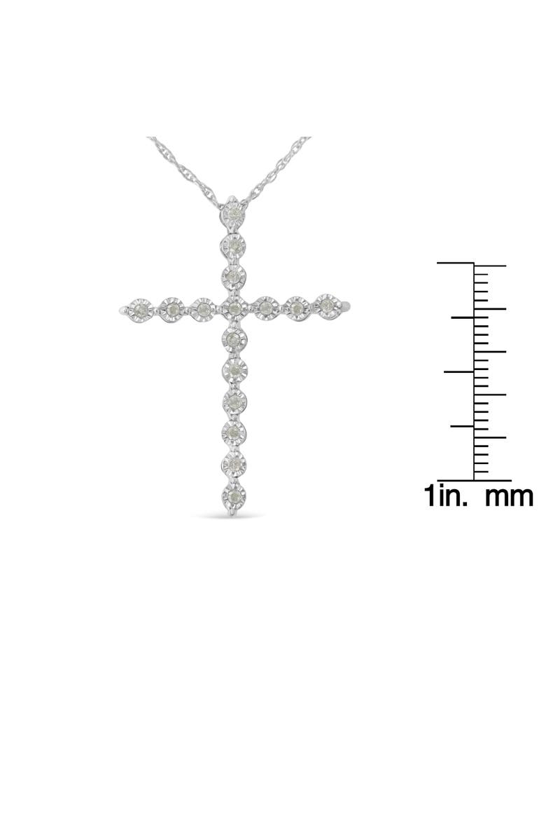 Silver 1/6 Cttw Diamond Miracle-Set Shared Prong Cross 18" Pendant Necklace, Alternate, color, White
