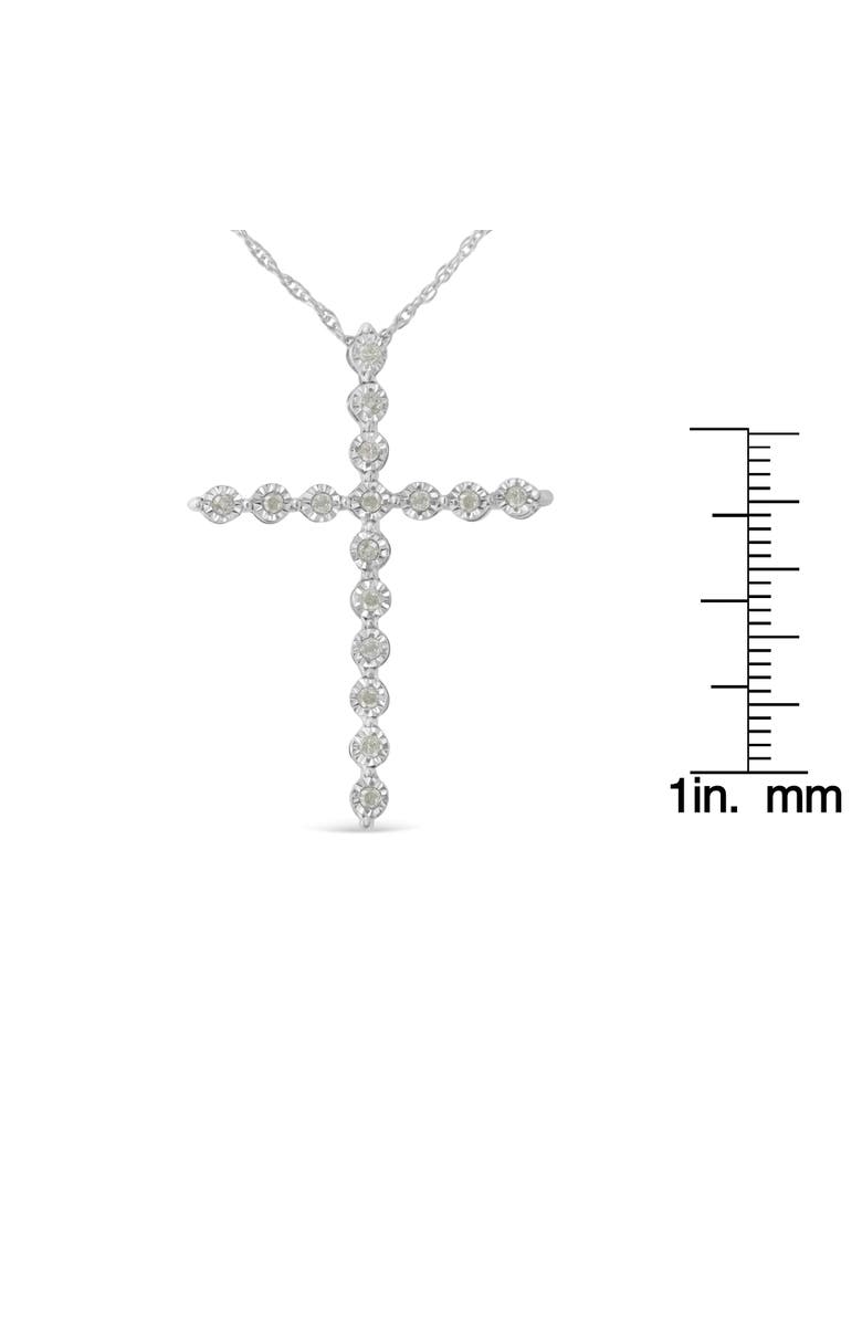 Haus of Brilliance Silver 1/6 Cttw Diamond Miracle-Set Shared Prong Cross 18" Pendant Necklace, Alternate, color, White