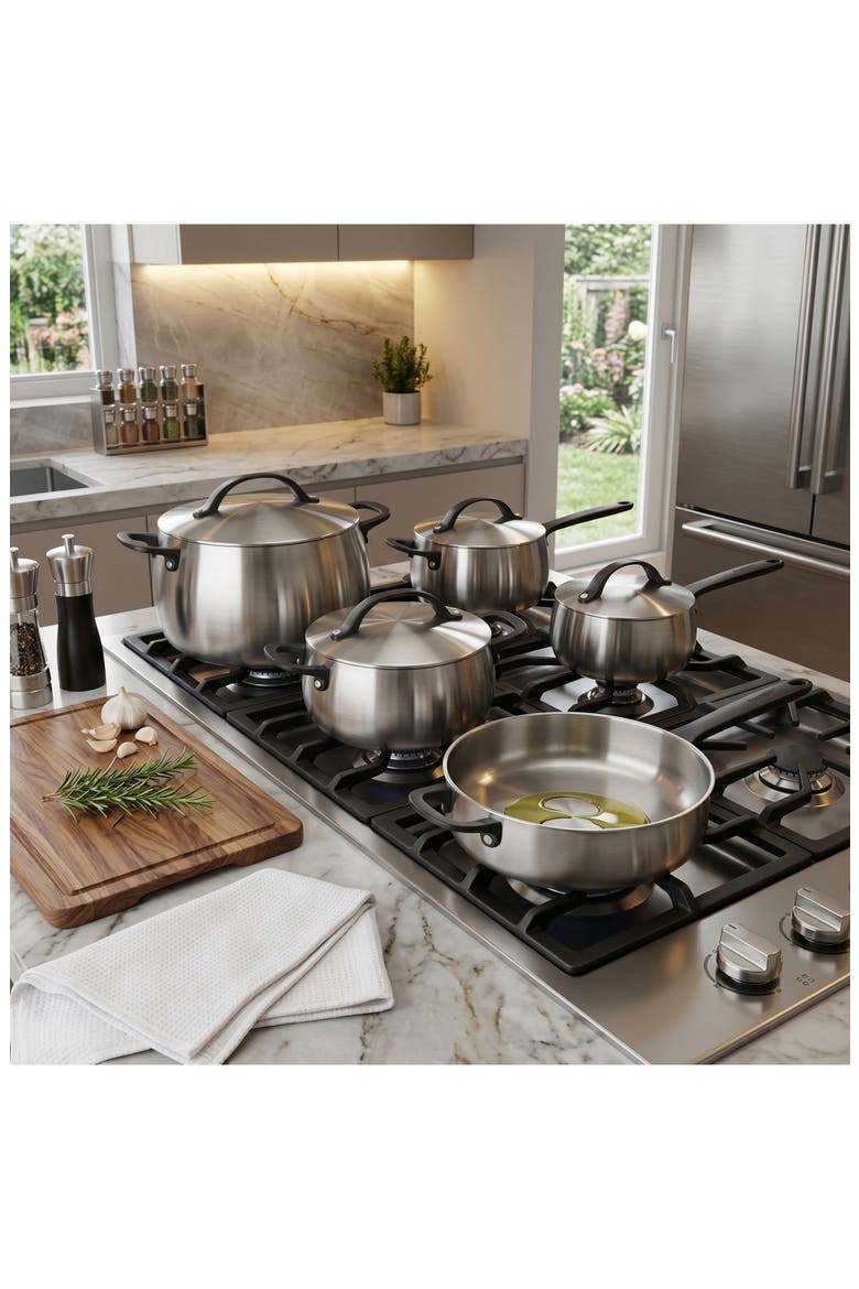 Belly Tri-Ply Stainless Steel Stockpot, Alternate, color, SMOKEY BLACK