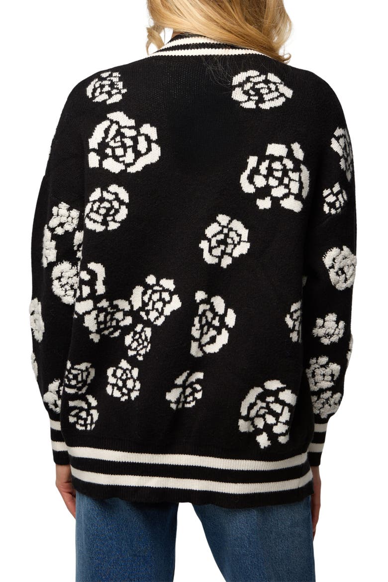 Abstract Rose Cardigan, Alternate, color, BLACK
