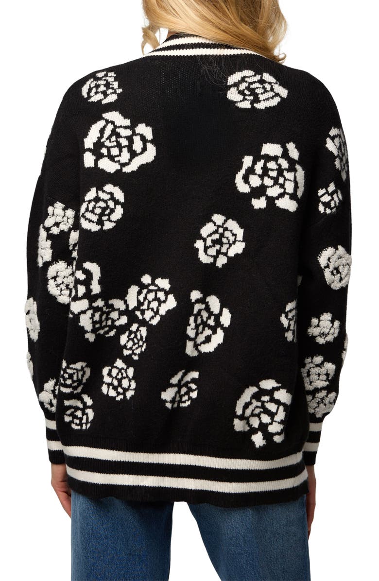 SAACHI Abstract Rose Cardigan, Alternate, color, Black