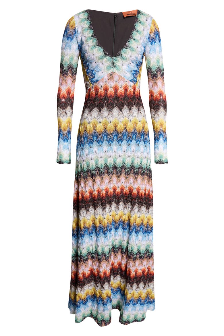 Metallic Long Sleeve Knit Lace Dress, Alternate, color, MULTICOLOR ON BLACK BASE