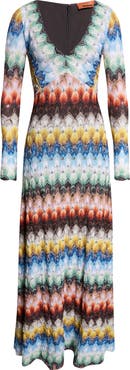 Missoni Metallic Long Sleeve Knit Lace Dress
