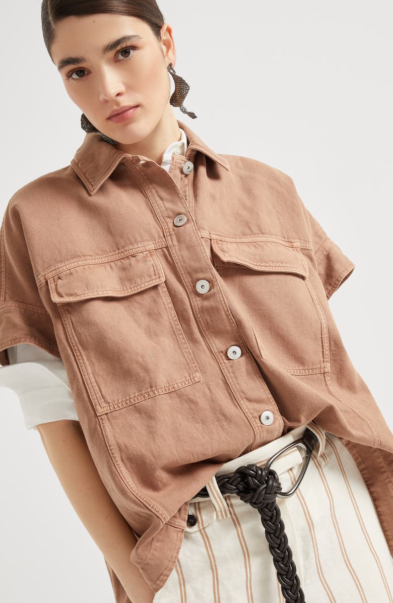 Brunello Cucinelli Overshirt with monili, Alternate, color, 