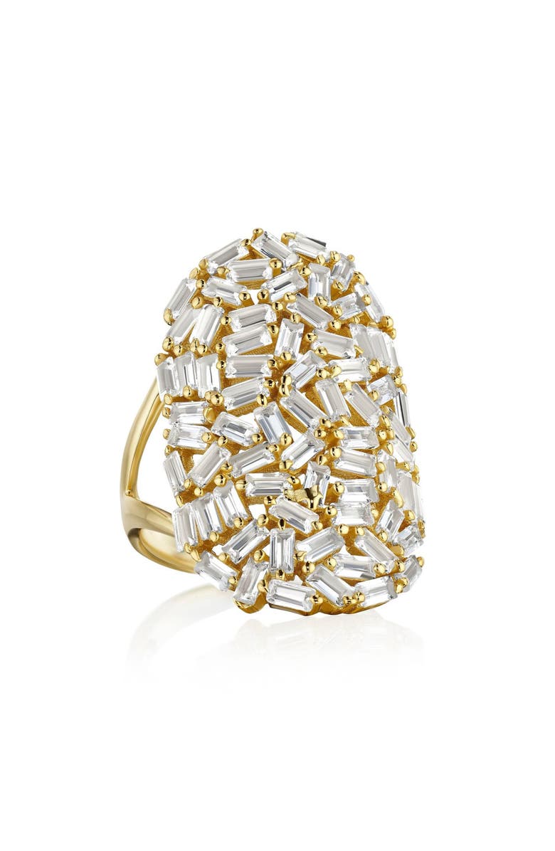 House of Frosted White Topaz Ring, Main, color, Yellow Gold