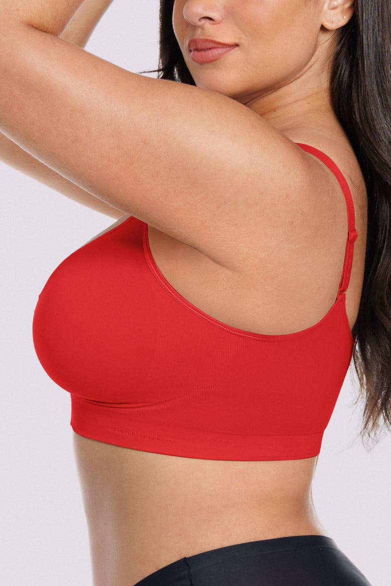 Skin Flow Seamless Front-Zip Wireless Bra, Alternate, color, Red