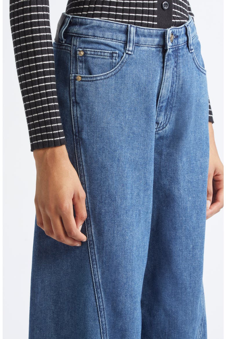 Twist Seam High Waist Barrel Leg Jeans, Alternate, color, SOLID MEDIUM BLUE