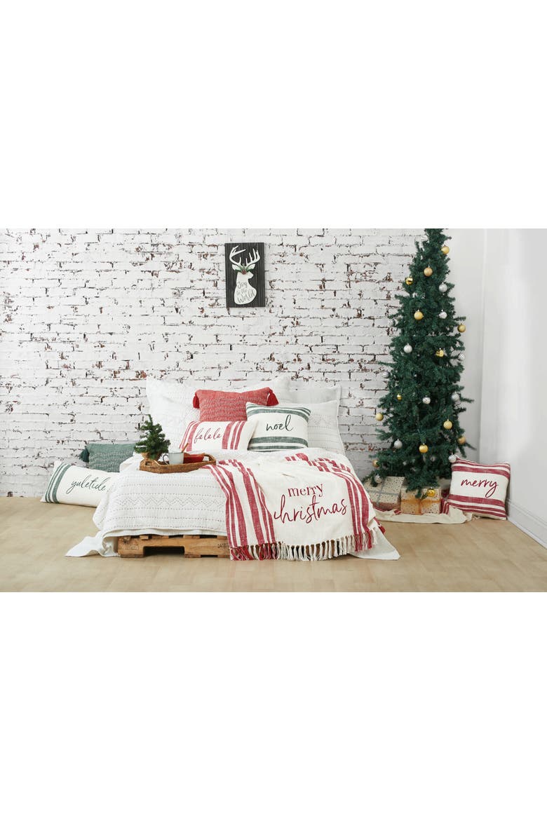 Morgan Christmas Holiday Striped Decorative Lumbar Pillow Collection, Alternate, color, Red 14" x 22"