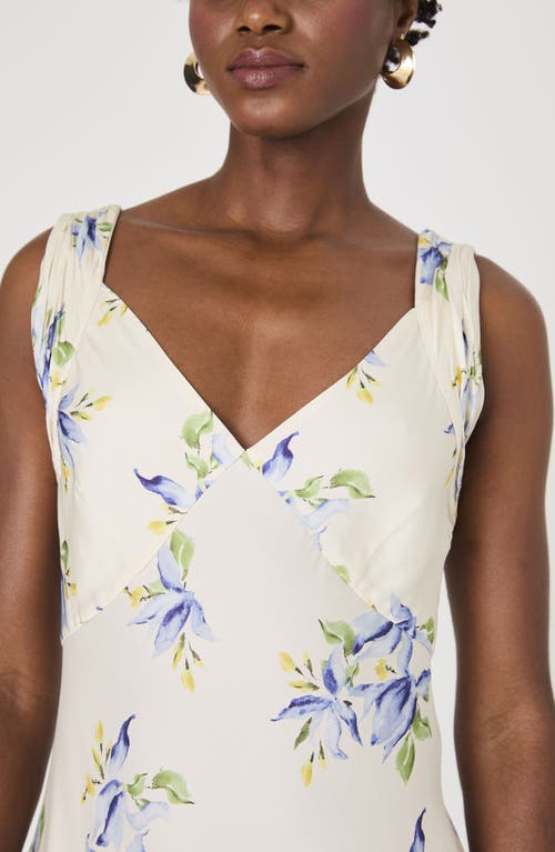 French Connection Ennis Vivian Floral Satin Maxi Dress In Pale Iris Multi