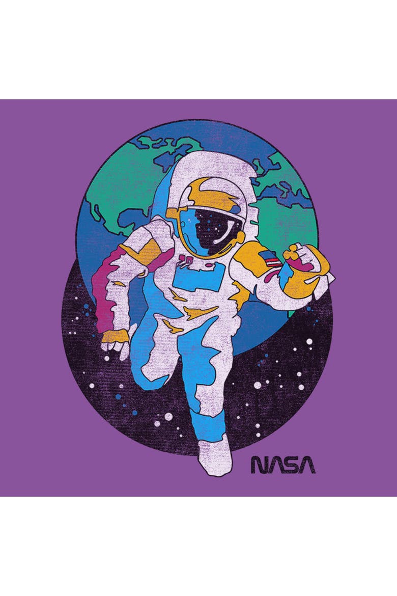 Girl's NASA Retro Astronaut  Graphic T-Shirt, Alternate, color, Purple Berry