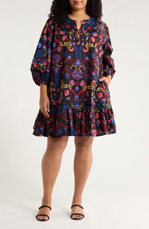 Palmero Midnight Velma Ruffle Trapeze Dress (Plus)