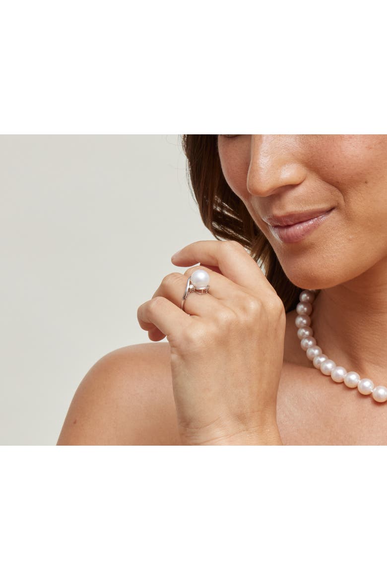 Freshwater Pearl & Diamond Sia Ring, Alternate, color, White Gold
