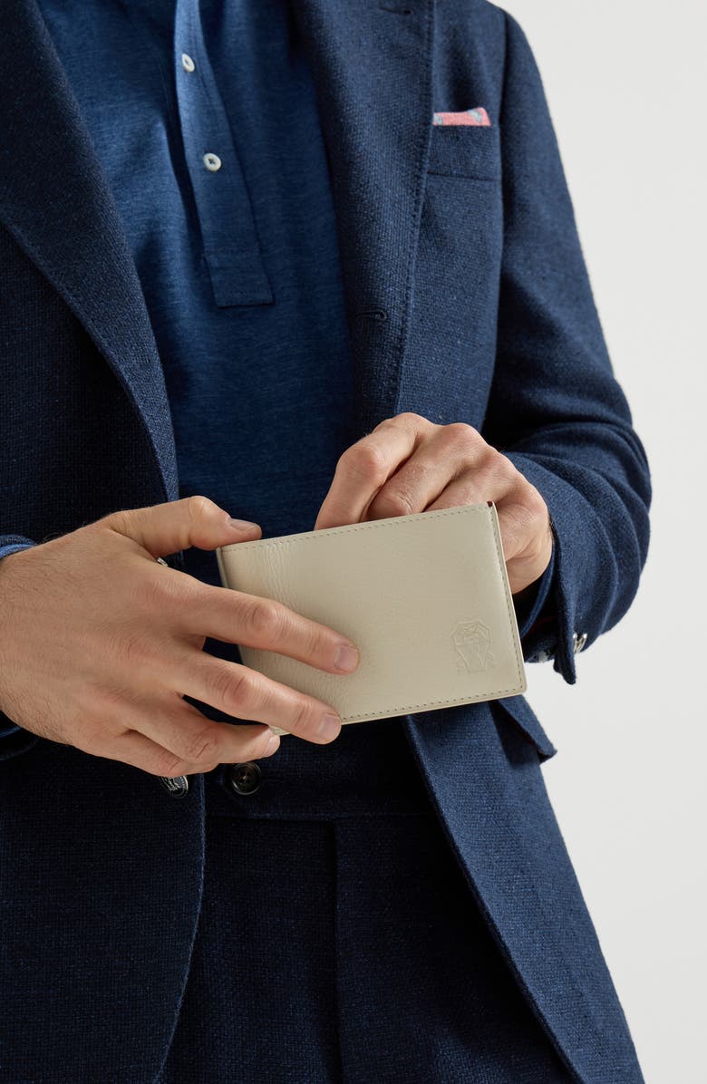 Brunello Cucinelli Calfskin wallet, Alternate, color, Chalk