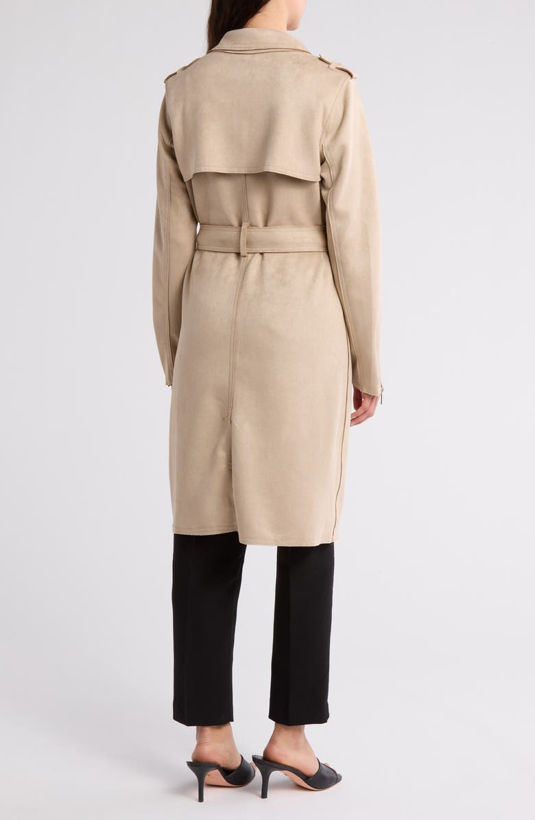 T Tahari Faux Suede Trench Coat, Alternate, color, 